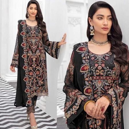 Hit Design Black Unstiched Georgette Pakistani Suit (HP23)